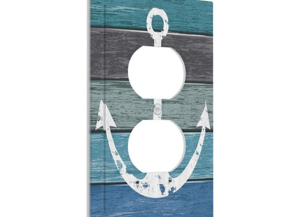 Anchor Sailing Nautical Rustic Style 1 Gang Outlet Plate Covers Decorative Single Duplex Wall Plate Electrical Receptacle Light Switch Cover Art Faceplate Switchplate for Home Living Room Decor