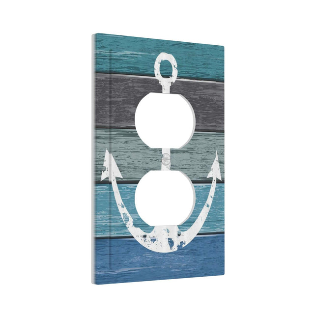 Anchor Sailing Nautical Rustic Style 1 Gang Outlet Plate Covers Decorative Single Duplex Wall Plate Electrical Receptacle Light Switch Cover Art Faceplate Switchplate for Home Living Room Decor
