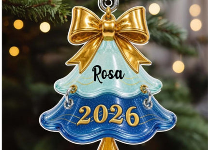 Wrappiness Custom Name Christmas Ornament, Family Member Pine Tree Ornament