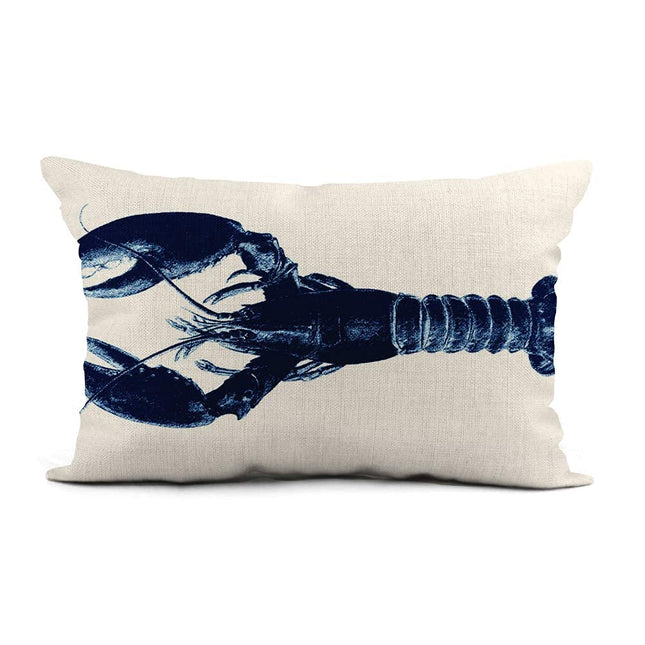 HODKHNO Throw Pillow Cover 12x20 Inch Sealife Navy Blue Lobster on Nautical Ocean Beach Crustacean Home Decor Pillowcase Lumbar Pillow Case Cushion Cover for Sofa Couch Bed