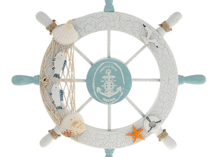 Wooden Ship Wheel Wall Decor 11" Nautical Beach Coastal Ocean Home Bathroom