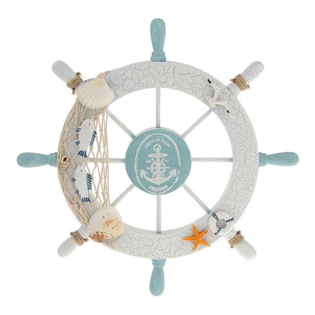 Wooden Ship Wheel Wall Decor 11" Nautical Beach Coastal Ocean Home Bathroom