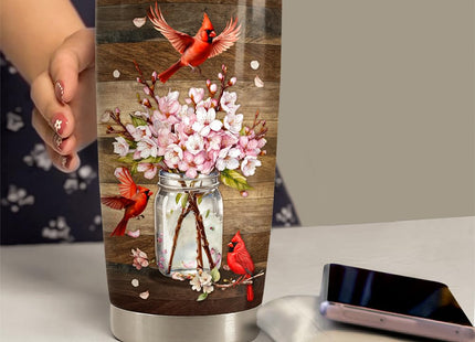 SANDJEST Cardinal Tumbler 20oz Stainless Steel Insulated Travel Mug Cup for Women Girls Gifts for Birthday Christmas