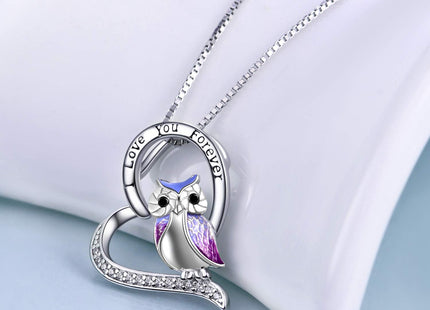 YFN Owl Necklace Sterling Silver I Love You Forever Heart Owl Gifts for Women