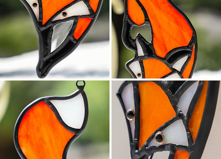 BOXCASA Fox Suncatcher for Window, Fox Stained Glass Window Hanging Decor