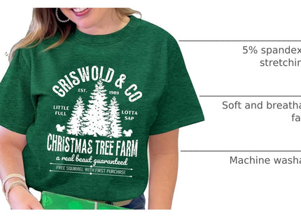 OCURHU Christmas Shirt for Women Funny Christmas Movie Tops Pine Tree Tee