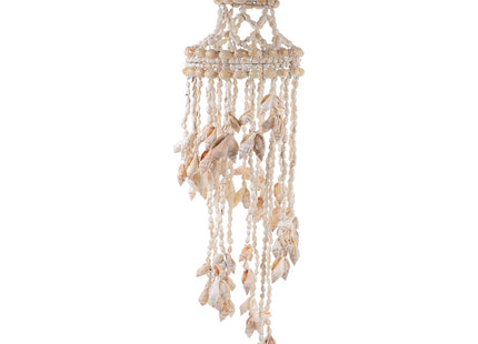 BESPORTBLE Hanging Shell Wind Chime Nautical Seashell Wind Chimes Handmade Shell Pendant Decor Natural Sea Shell Outside Ornament for Patio Garden Coastal Room - Boho Chime Gift (23.5 Inch)