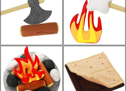 23 PCS Pretend Campfire Toys, Kids Plush Felt Play Campfire Playset Safe Fake Fire Wood Stones Toys Pretend Camping Play Set for Kids Toddlers Age 3-5