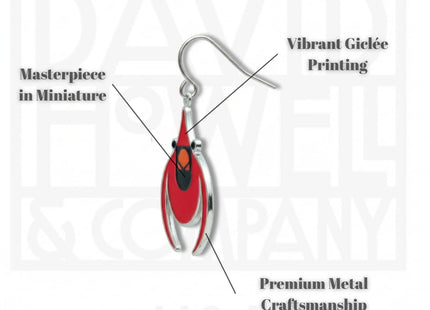 Charley Harper Flying Cardinal Earrings