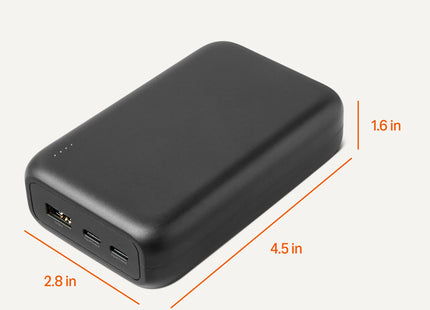 Amazon Basics High-Capacity Portable Charger Power Bank with 3-Port Output, 20,000 mAh, Black