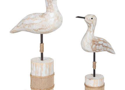EVINIS Wooden Sea Birds Statues Coastal Decor, White Seagull Statues for Nautical Coastal Beach Ocean Home Decoration