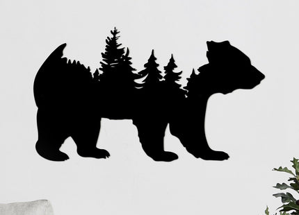 Resama Metal Wall Art Forest Modern Pine Tree Animal Bear Rustic Art Decor