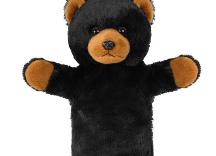 Cute Bear Hand Puppet Stuffed Plush Toddler Cute Bear Sensory Learning Toy Washable Preschool Classroom Activity Supplies Creative Imaginative Play Stuffed Animal Gift Black Bear