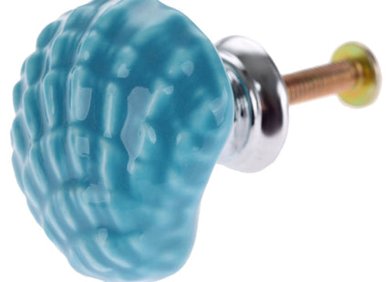 Ceramic Seashell Nautical Cabinet Knobs for Kitchen Drawer, 12 Pack, Blue