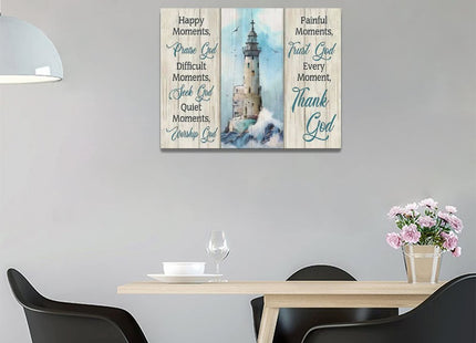 remzoke Ocean Lighthouse Wall Art Nautical Lighthouse Pictures Wall Decor Christian Quotes Religious Canvas Painting Prints Modern Artwork Home Decor for Bathroom Bedroom Office Living Room 16"x12"