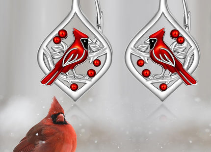 Cardinal Earrings for Women Red Cardinal Earrings Sterling Silver Bird Dangle Drop Jewelry Mothers Day Christmas Memorial Sympathy Valentine's day Gifts
