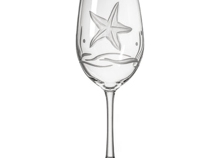 Rolf Glass Starfish All Purpose Wine Glass 18 Ounce | Set of 4 Large Wine Glasses | Lead-Free Glass | Engraved Large Wine Glasses | Made in the USA