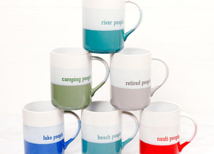 Pavilion Gift Company - River People Ceramic 18-ounce Mug River Gifts for Men, Canoe, Aqua