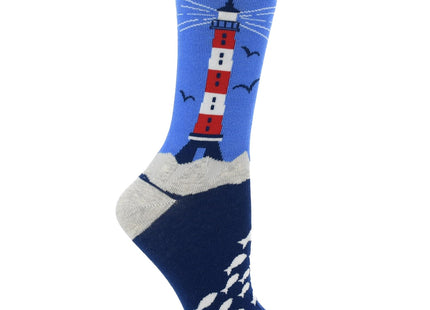 WHD Lighthouse Crew Socks for Women & Men | Fun Nautical Socks, Sea Lover Gift