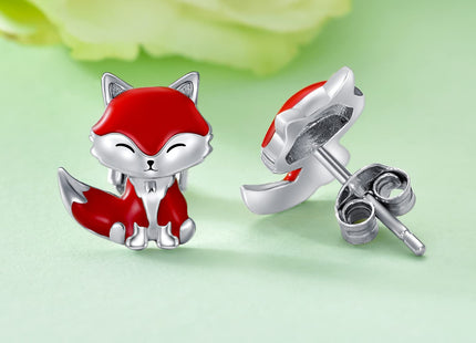Shusukue Fox Earrings 925 Sterling Silver Fox Stud Earrings Cute Animals Stud Earrings Fox Birthday Jewelry Gifts for Women