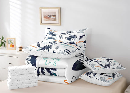Feelyou Ocean Beach Comforter Set Full Size 7 Pcs for Boys Girls Teens