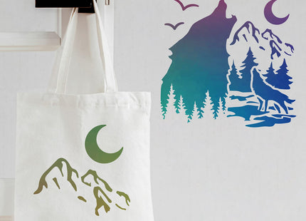 FINGERINSPIRE Forest Wolf Stencils - 11.8x11.8 inch Plastic Wildlife Animal Stencils for DIY Wolf Crafts and Home Decor