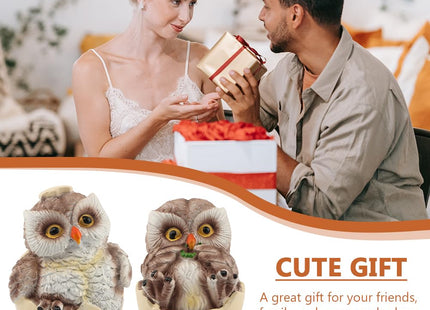 Restynic Owl Figurines Decor, 2 Piece Resin Owl Shelf Statues