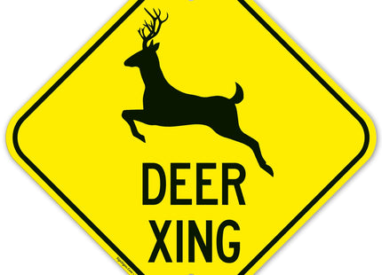 Deer Crossing with Graphic Sign,