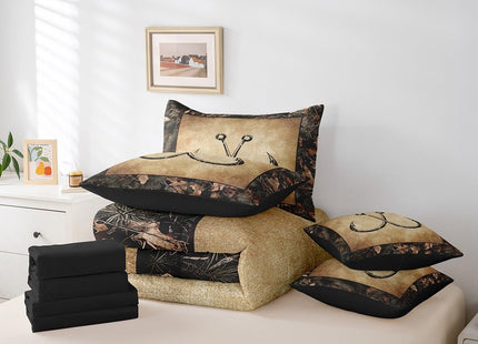 Erosebridal Camo Fish Hook 7 Piece Bed in A Bag Twin Rustic Lake Fishing Bedding Set Gifts for Boys Men Fisherman Kids,Farmhouse Cabin Style Comforter Set Retro Country Sheet Set with Comforter