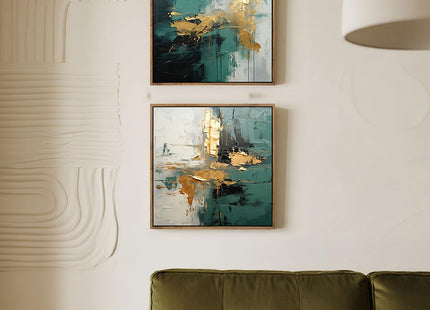 Framed Coastal Beach Wall Art Seawave Beachy Texture Pictures Wall Decor Boho Abstract Ocean Scenery Painting Prints Modern Seascape Artwork for Living Room Bedroom Home Office Decor, 16"x24"x2Pcs