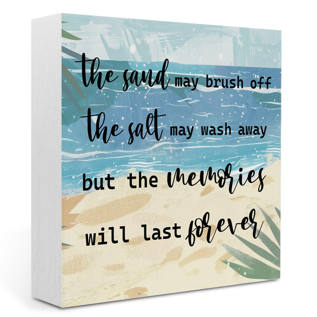 Coastal Room Decor Beach Decorations for Home Summer Decorations Wooden Box Sign for Home Office Farmhouse Table Shelf