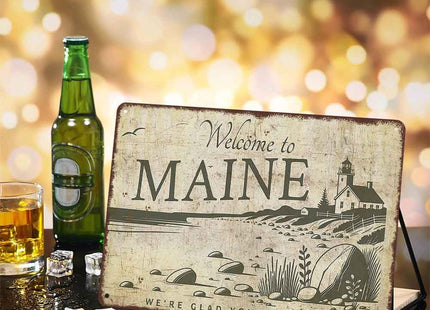 Welcome to Maine Aluminum Wall Sign 8 x 12 Inch