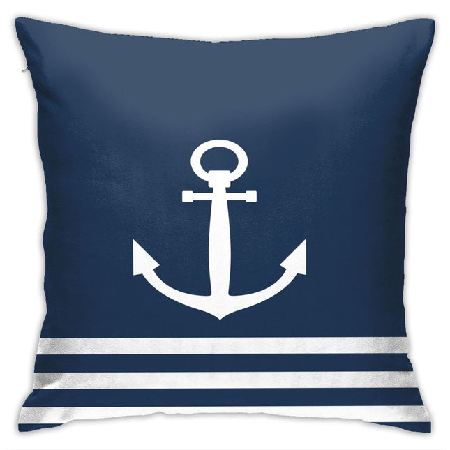 VARUN Anchor Throw Pillow Covers Dark Blue Anchor Sea Ship Blue and White Stripes Square Pillowcases for Home Decor Sofa Car Bedroom Pillow case 18x18inch