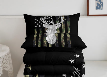 Camo Twin Bedding Set for Boys Army Green Camo American Flag Comforter Set,Teen Camouflage Deer Hunting Bedding Comforter Sets Rustic Farmhouse Woodland Animal Bedding Quilt Black White 1 Pillowcase
