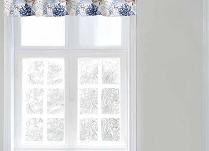 Teamery Starfish Seashell Nautical Valances, Beach Rod Pocket Bathroom Curtains, 54x18in Kitchen Valances