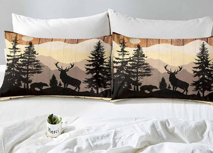 LUVIVIHOME 4PCS Black Bear Deer Sheets Set, Full Bed Sheets, Deer Bedding, Moose Elk Forest Animal Hunting Lodge Rustic Cabin Farmhouse Bedding Set, 1 Fitted Sheet & 1 Flat Sheet with 2 Pillowcases
