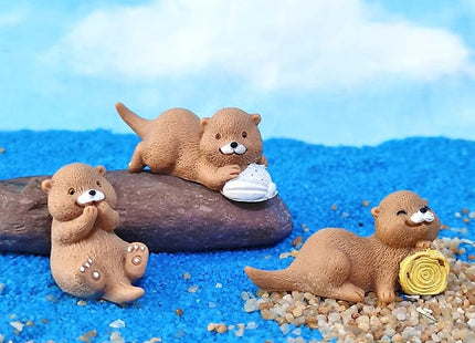 Pinenjoy 12Pcs Miniature Otter Figurines 1inch Mini Resin Sea Otter Figures