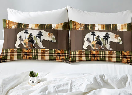 Boho Bear Twin Size Rustic Cabin Lodge Bedding Set for Boys & Girls - Moose & Bear Fitted Sheet, Wild Animal Bed Cover, 2Pcs