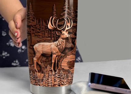 Deer Tumbler 20oz Stainless Steel Insulated Tumblers Coffee Travel Mug Cup Deer Gifts for Men Gift for Birthday Christmas