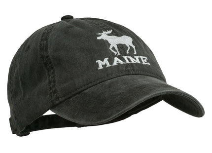 e4Hats.com Maine State Moose Embroidered Washed Dyed Cap Black