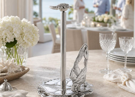 Arthur Court Crab Paper Towel Holder - Coastal Ocean Theme Metal Kitchen Accessory - 13 Inches Tall
