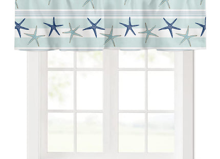 Summer Coastal Starfish Curtain Valances for Kitchen Windows Blue Valance