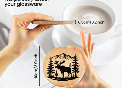 ANATTASOUL Mountain Forest Animals Wooden Coasters Set of 9 Bulk(3.9")