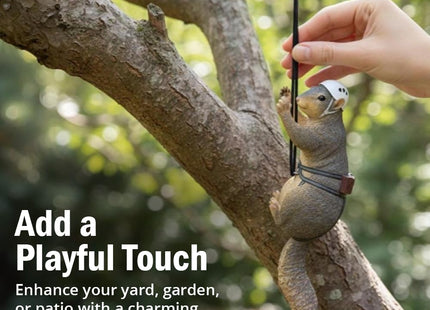 What ON Earth Climbing Squirrel Figurine - Garden Decor for Outside, Yard Art Squirrel Gifts, Funny Tree Climber Statue Outdoor Decor