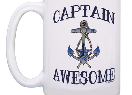 ThisWear Captain Awesome Nautical Anchor 15oz Coffee Mug - 1 Pack