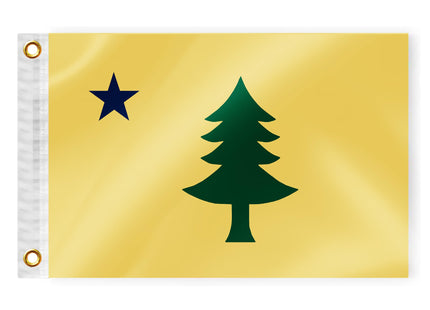 Original Maine State Boat Nautical Flag 12x18 Inch Double Sided 3 Ply ME Marine Flag Nylon Small Yacht Sail Pontoon Boat ATV Truck Bike Motorcycle Banner Brass Grommets Patriotic Outside(Pattern A)