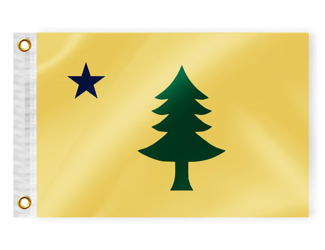 Original Maine State Boat Nautical Flag 12x18 Inch Double Sided 3 Ply ME Marine Flag Nylon Small Yacht Sail Pontoon Boat ATV Truck Bike Motorcycle Banner Brass Grommets Patriotic Outside(Pattern A)