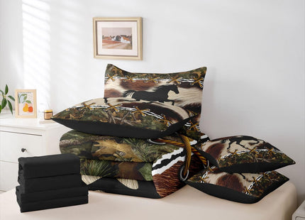 Erosebridal Camo Western Horse 7 Piece Comforter Set Full Bed in A Bag