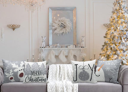 PSDWETS Christmas Pillow Covers 18x18 Set of 4 Christmas Decorations Snowman Deer Tree Winter Holiday Decor Throw Cushion Case for Home Couch