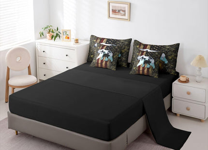 Feelyou American Flag Bear Cabin Comforter Set King Size Kids Boys Girls